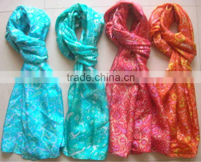 Printed Red Silk Scarf