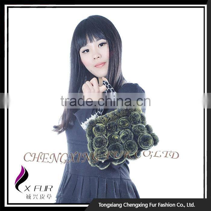 CX-H-13C Genuine Rex Rabbit Fur Evening Lady Bag