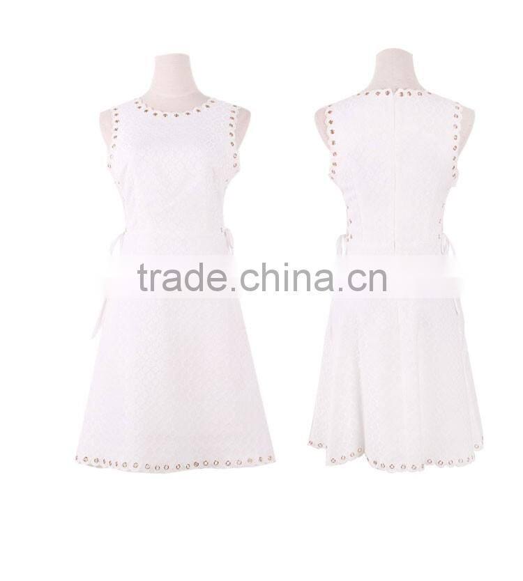 Maxnegio jacquard design metal stud casual dress