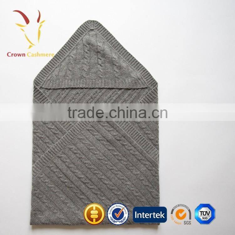 100% Cashmere Wool Cable Knitted Baby Blanket