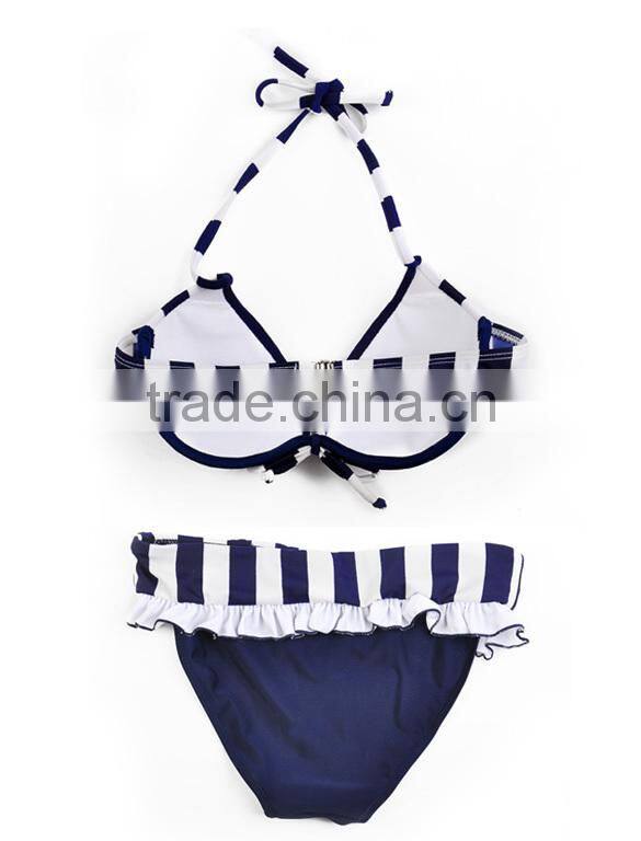 Fashion Cross Stripe Bikini Padded Beach Push Up 3-piece Swimsuit Women SV000503