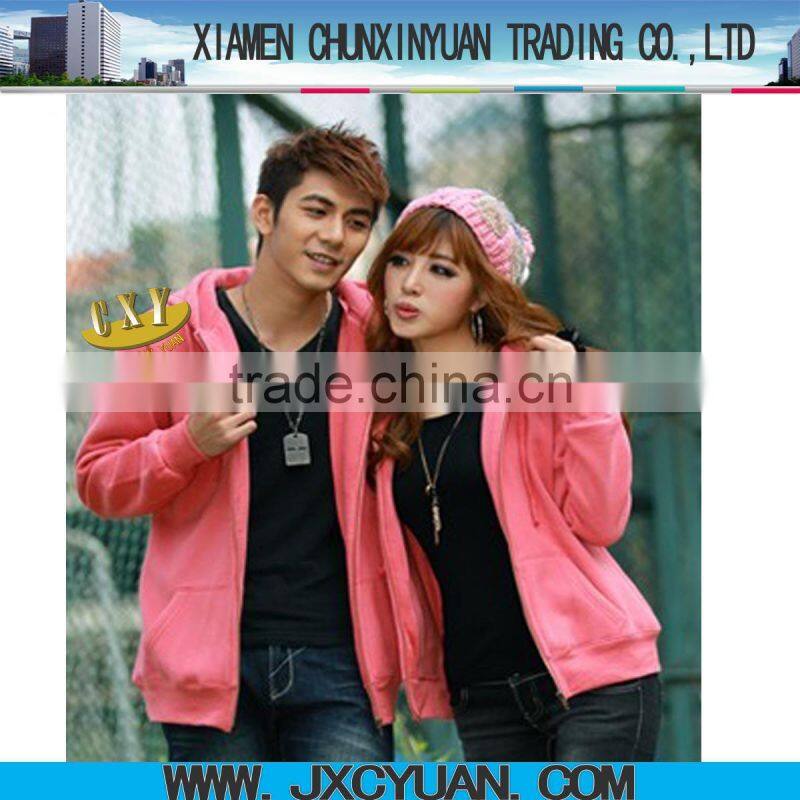 2016 high quality wholesale zipper up hoodies for lovers