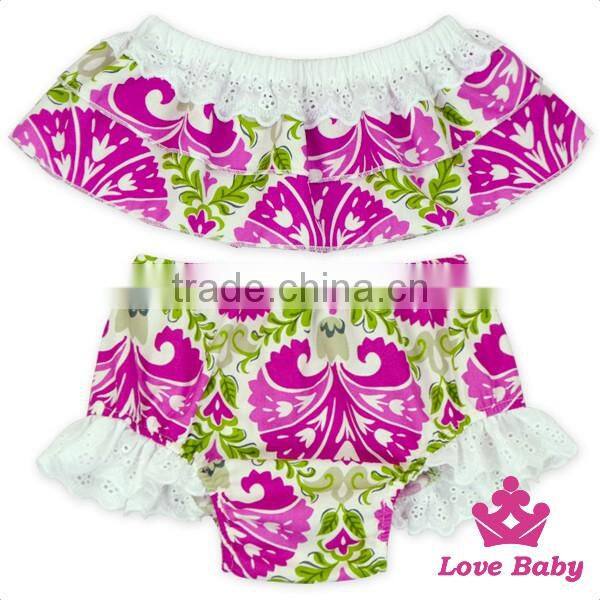2017 New Design 2pcs Baby Clothing Sets Printed Fabric And Lace Baby Prints Wholesale Fabric Girls Boutique Clothing