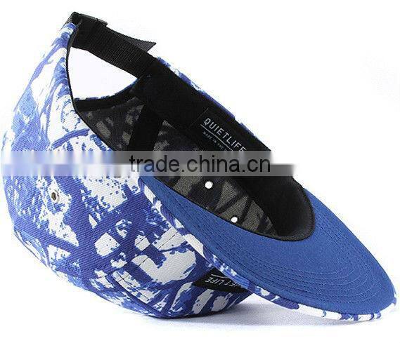 Wovel label chain 100% cotton flat brim 5 panel snap back cap