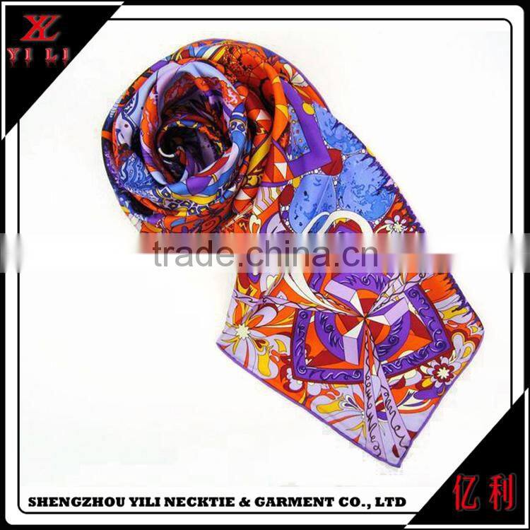 Fashion soft colorful women cheap silk satin scarf