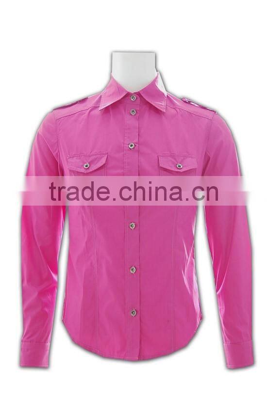 100% Cotton Design china made popular ladies pink color dress shirt