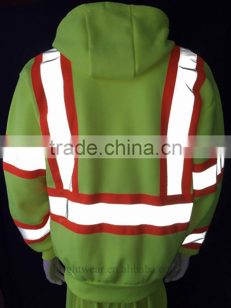 100%polyester inner brush fleece hi vis sweatshirt ANSI CLass 3