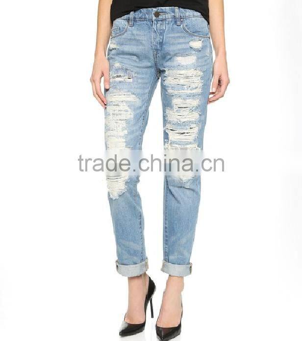 Fashion design jeans pants types denim fabric for ladies jeans pants