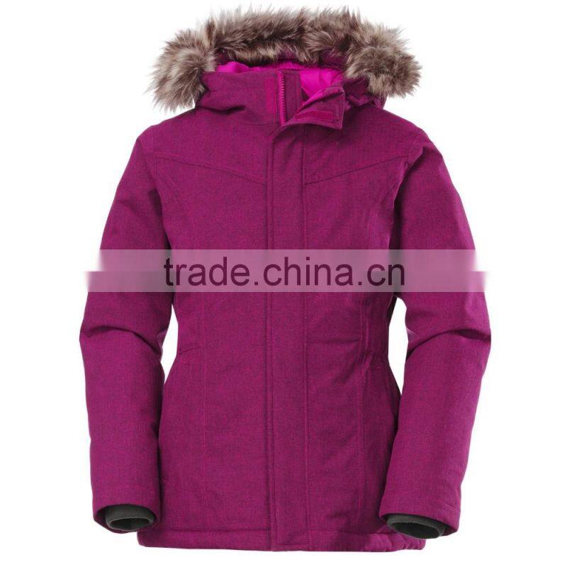 High Quality Waterproof Kids Faux Fur Parka with Snap Hand Pockets and Inset Elasticized Waistbelt