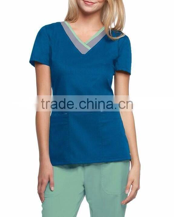 Hot selling two pockets scrubs uniform nurse hospital nurse design