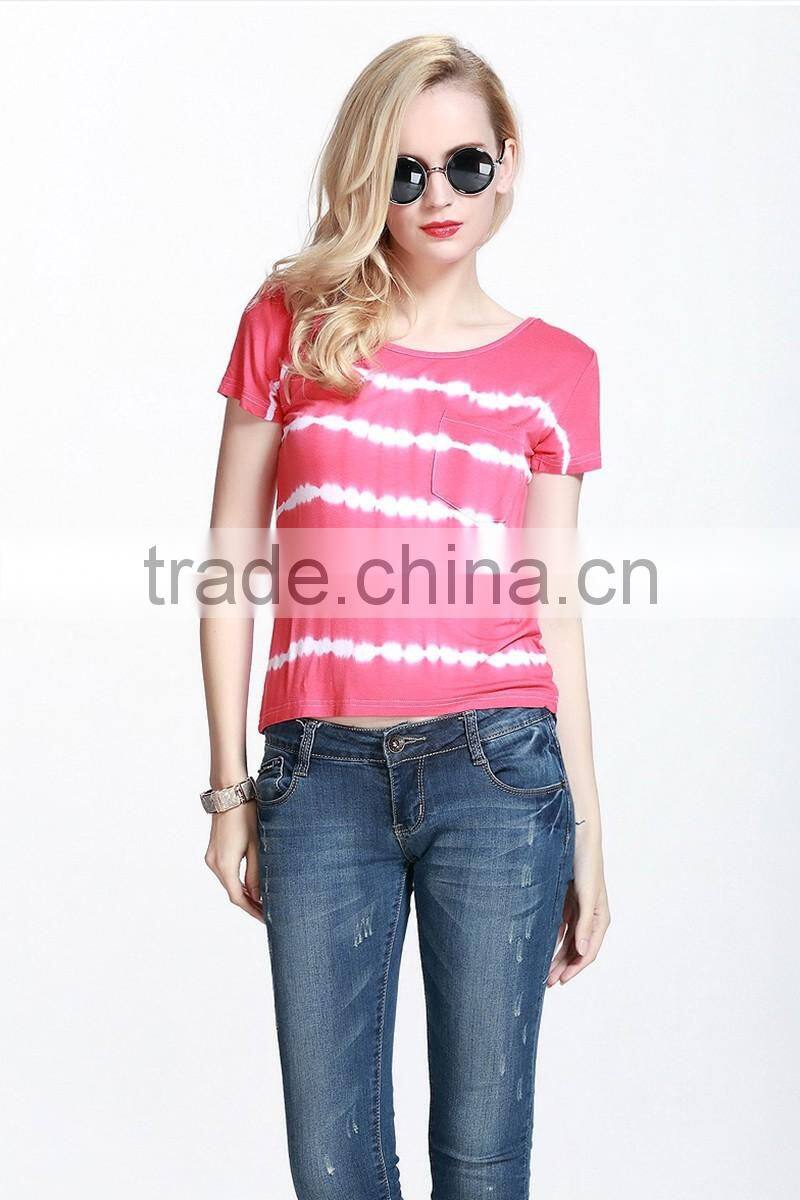 Ladies pink tie-dyed tee shirts in bulk