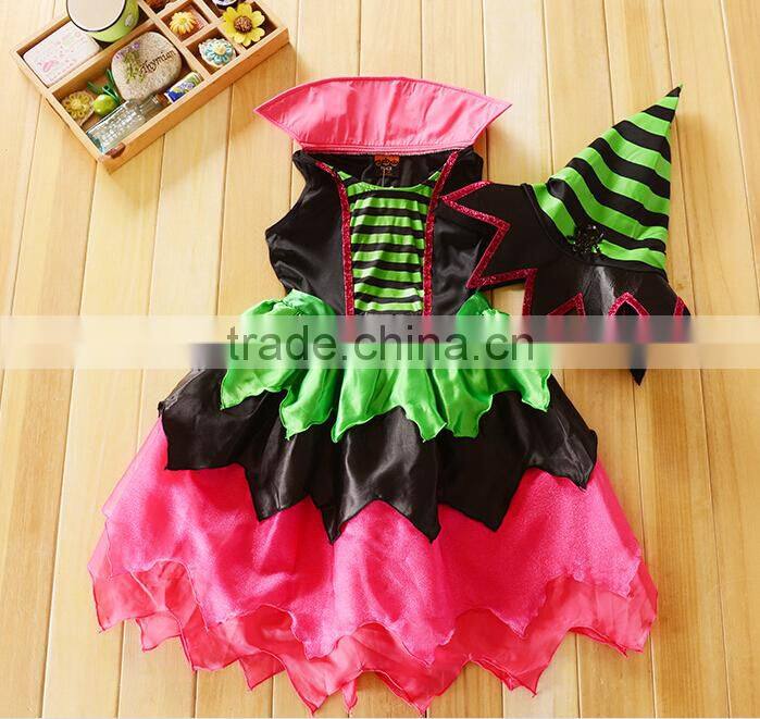 Halloween Cosplay Witch Costume With Hat For Children