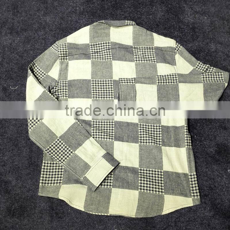 Mens Premium Two Pockets Grey White Checked Cotton Shirts