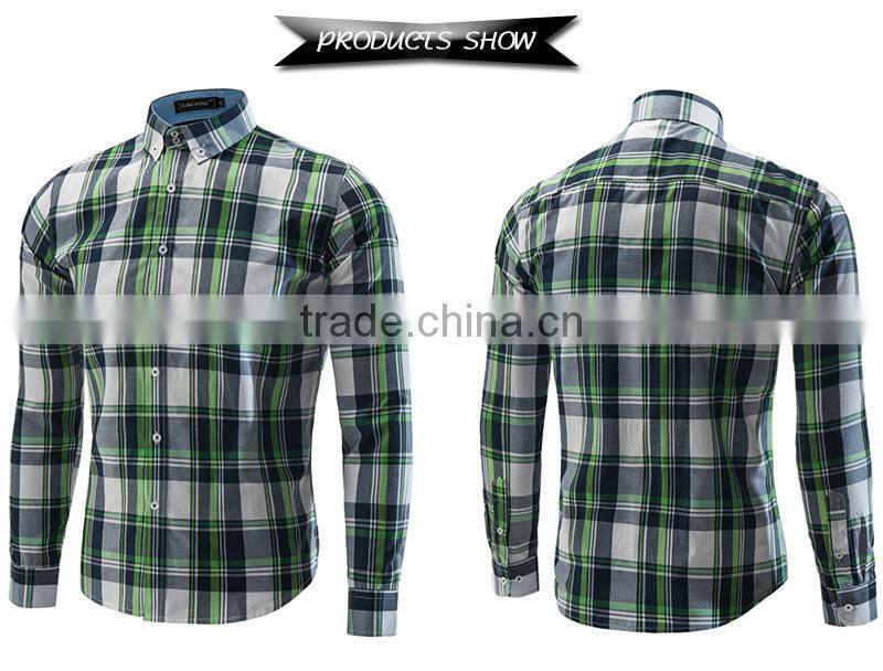 New product 2016 European fashion 100% cotton yarn dyed plaid shirt wholesale men's clothing