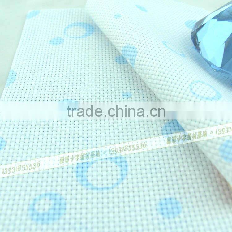 Chinese sellers wholesale super white color cotton cross stitch fabric printed on blue flowers