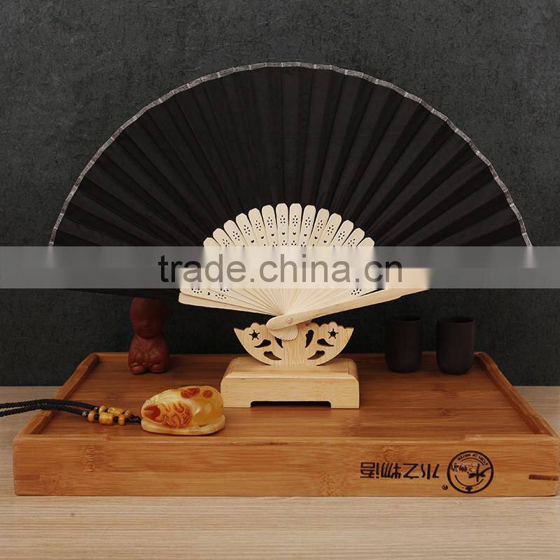 Factory direct bamboo hand fan wedding gift cloth folding hand fan in plain color