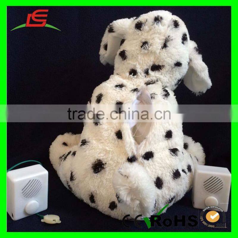 15 Inch Tall Recordable Voice Modules Black Dot Dog Plush Toys