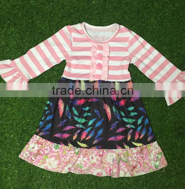 zhejiang yiwu girls long sleeved clothes give you a different dress feeling Long autumn stripes wrinkled girls cotton