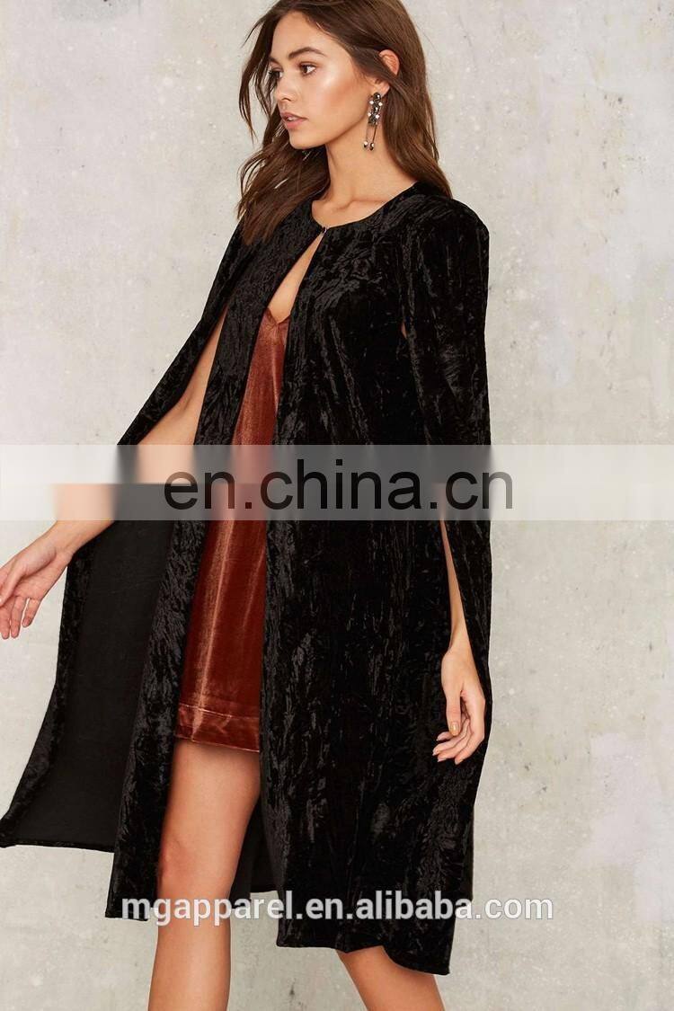 Wholesale fashion women capes sleeveless women long velvet blazers