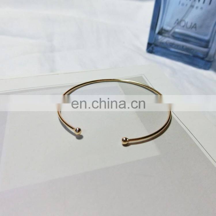 Gold Silver Simple Bangle Open Cuff Women Stretch Bangle Bracelet