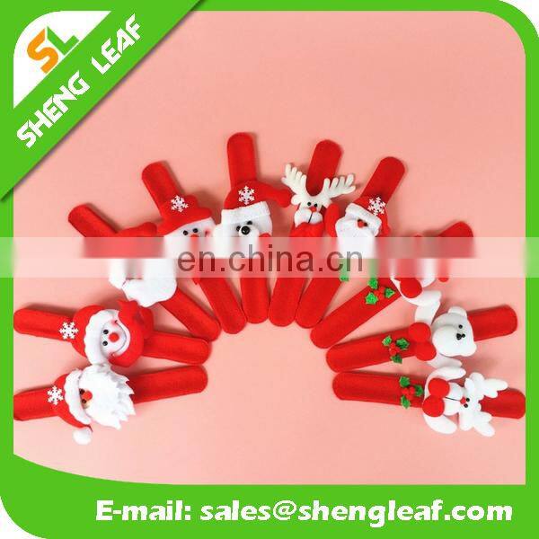 wholesale plush slap bandled x-mas slap bracelet fashion party christmas bracelet kids hot sale christmas bracelet