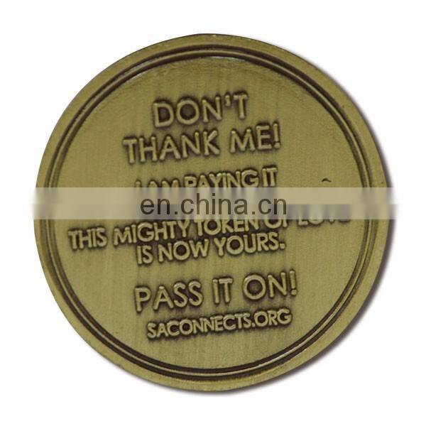 iron stamped souvenir coin with diamond cutting edge