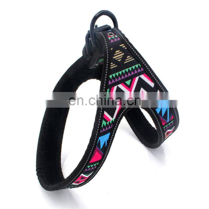 High Quality Adjustable Nylon Training Custom Cotton Printed Soft Pet Dog Harness