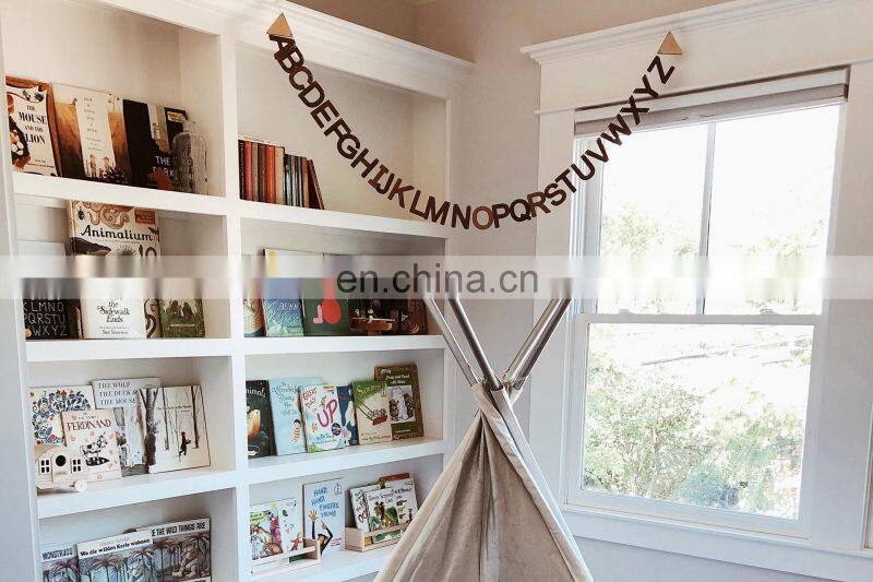 INS simple 26 wooden letters hanging flag party pull flag children's room decoration hanging wall photography props