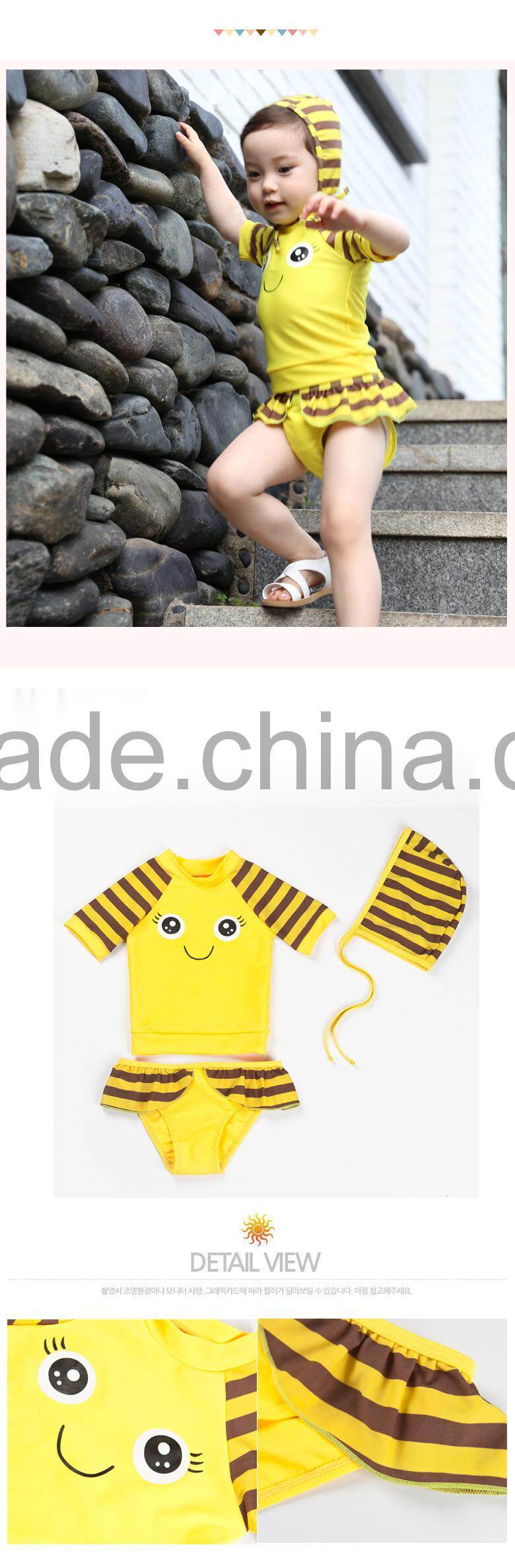 China high quality children swim suit for girls with cap