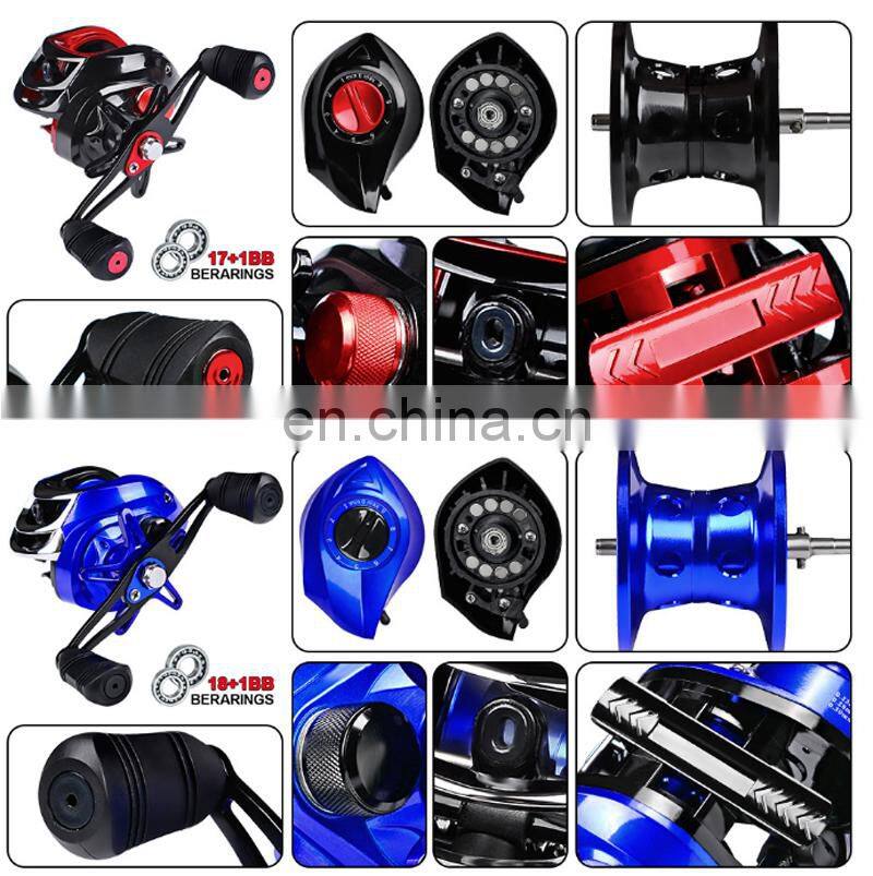 Amazon Good Price Metal 18+1BB 7-10 kg Max Drag 7.1:1 Bait Casting Reels Red Blue Color reel fishing saltwater