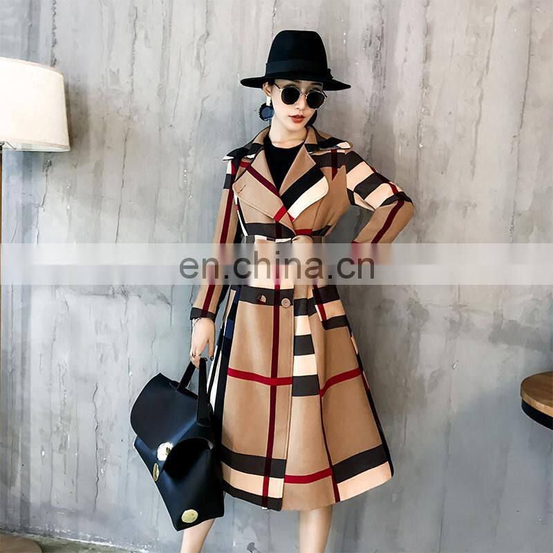 custom brandHot Selling In Stock Amazon Style Hot Sale High Quality New Color Matching Autumn Fashion Long Elegant Women Coat