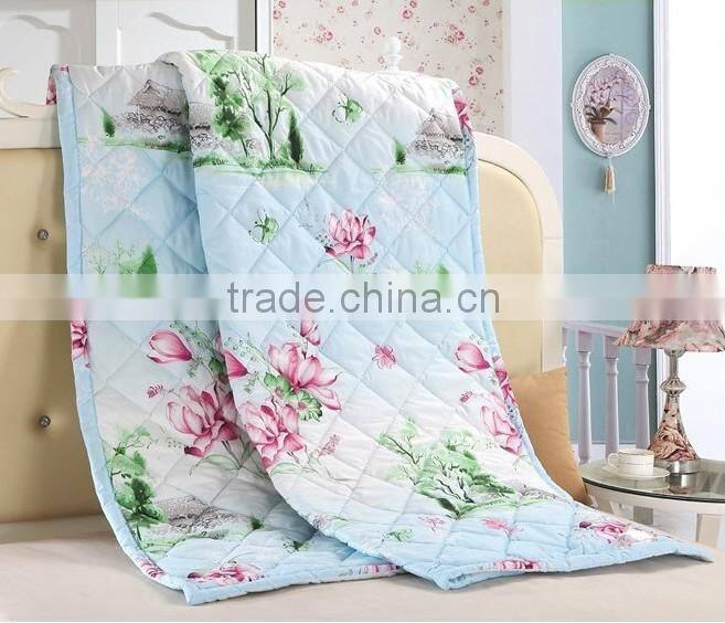 100% polyester Queen size printed yellow floral bed quilt queen chinese comforter set