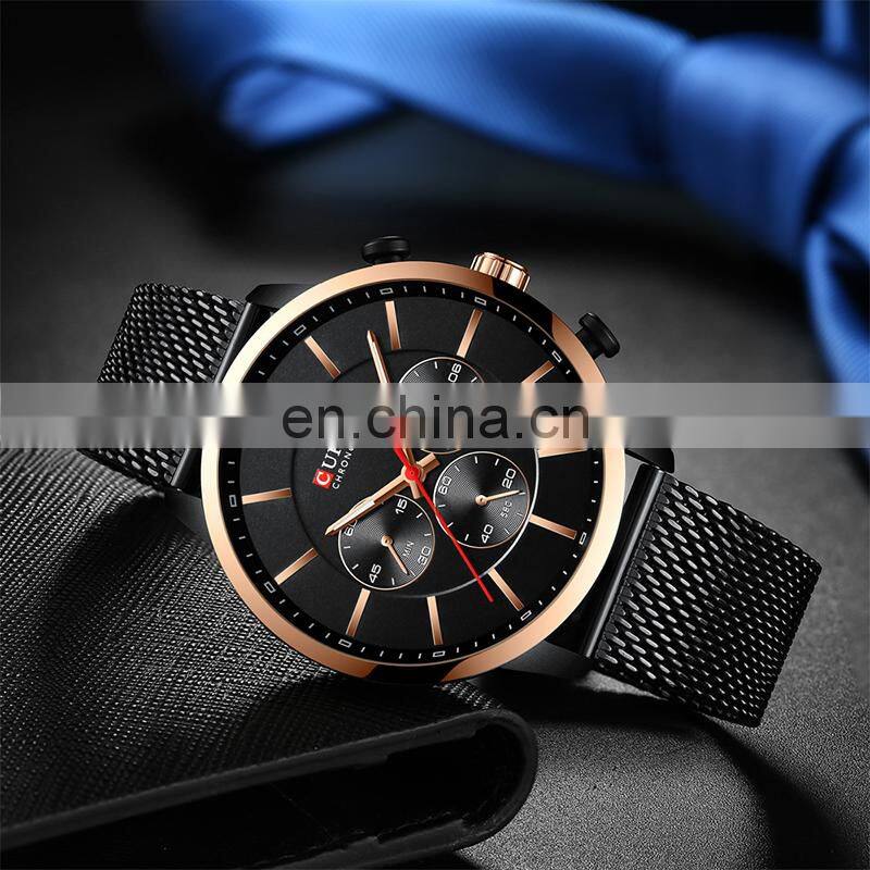 CURREN 8340 Men Calendar Auto Date Popular Men Watches Stainless Steel Mesh Strap Custom Logo Watches