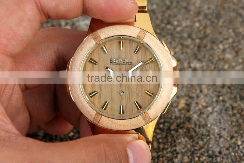 Bewell maple wood & metal Watch - Natural Wood & Stainless Steel Timepiece