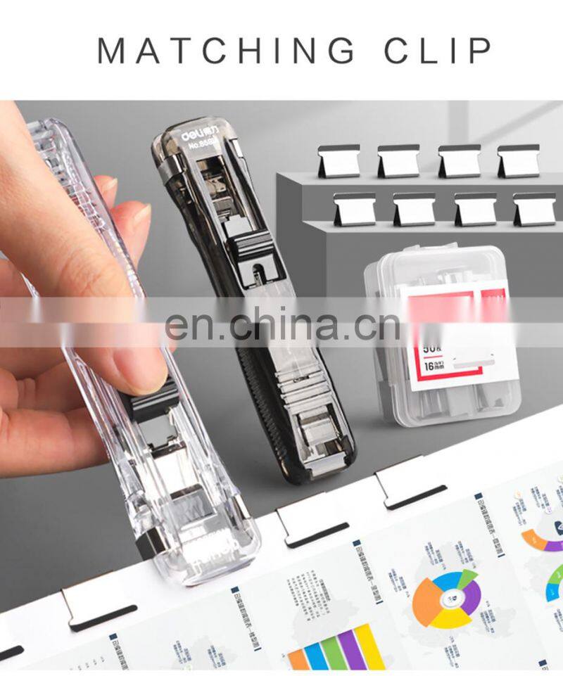 Deli Push Clamp Binder Stationery Clips Stapler Multifunction Paper Storage Artifact School Office Supplies Metal Clip Holder