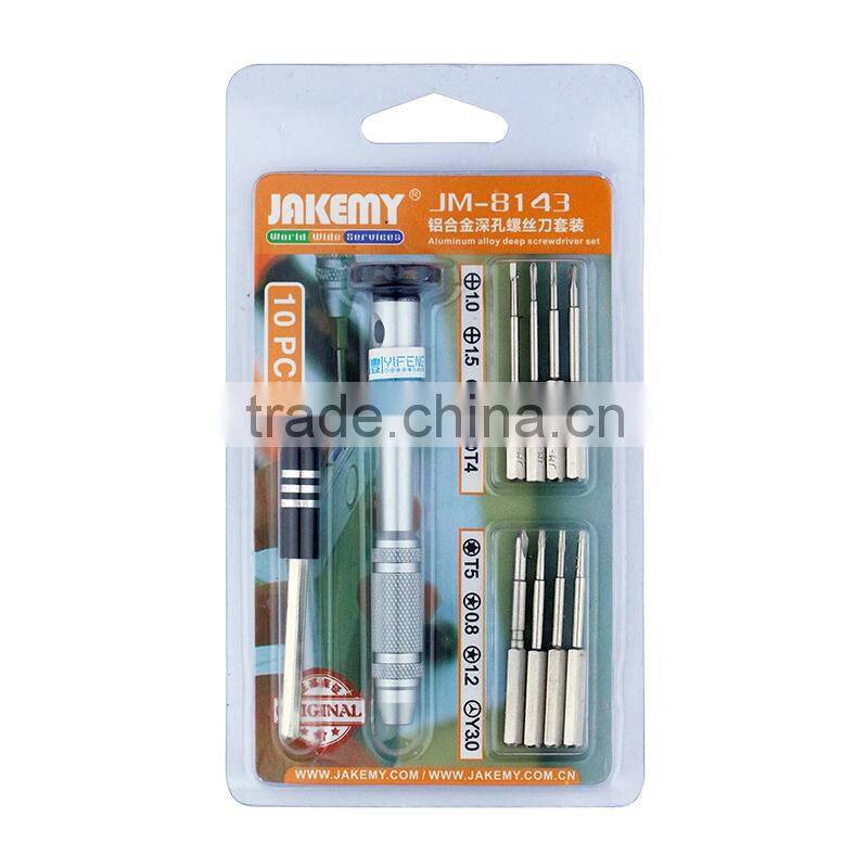 Factory Price 10 in 1 Aluminum Deep Screwdriver Set