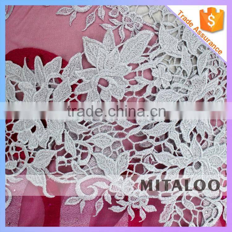 Mitaloo MFL0130 African White Lace Polyester Fabric Net Lace Nigeria Orange African Lace