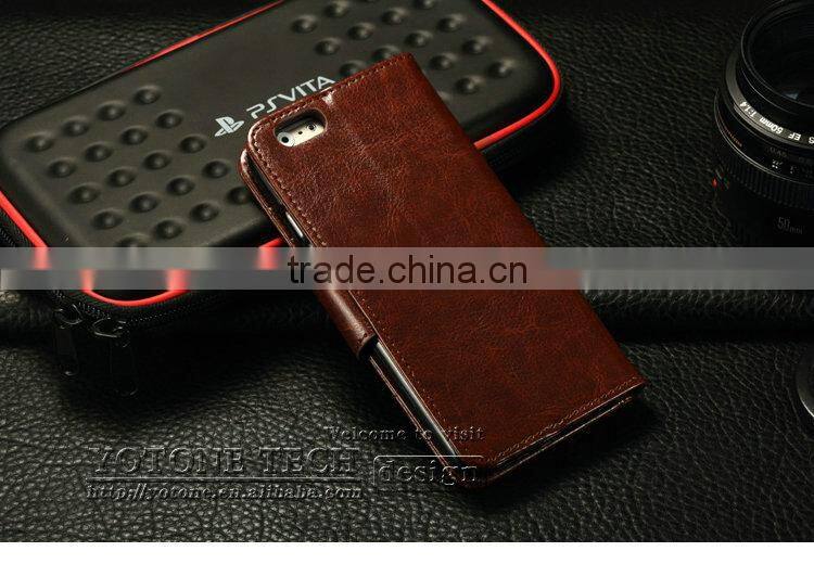 2016 Wholesale PU leather smart phone real leather phone cover for Iphone 6 wallet case