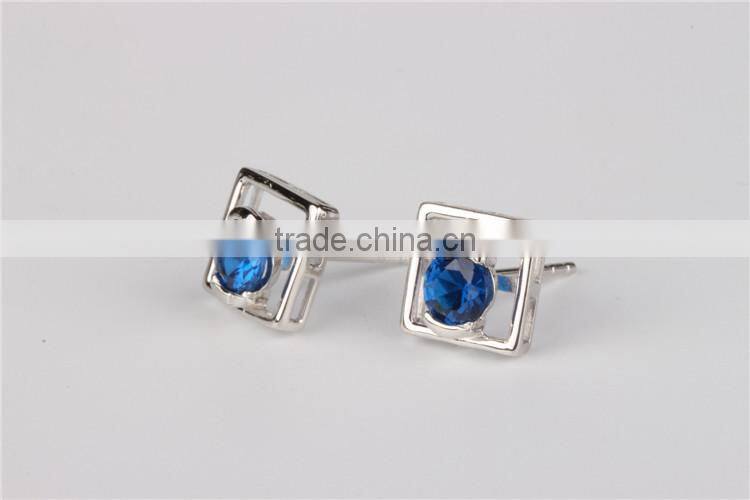 new design nice cheap earrings blue stone 925 silver earrings