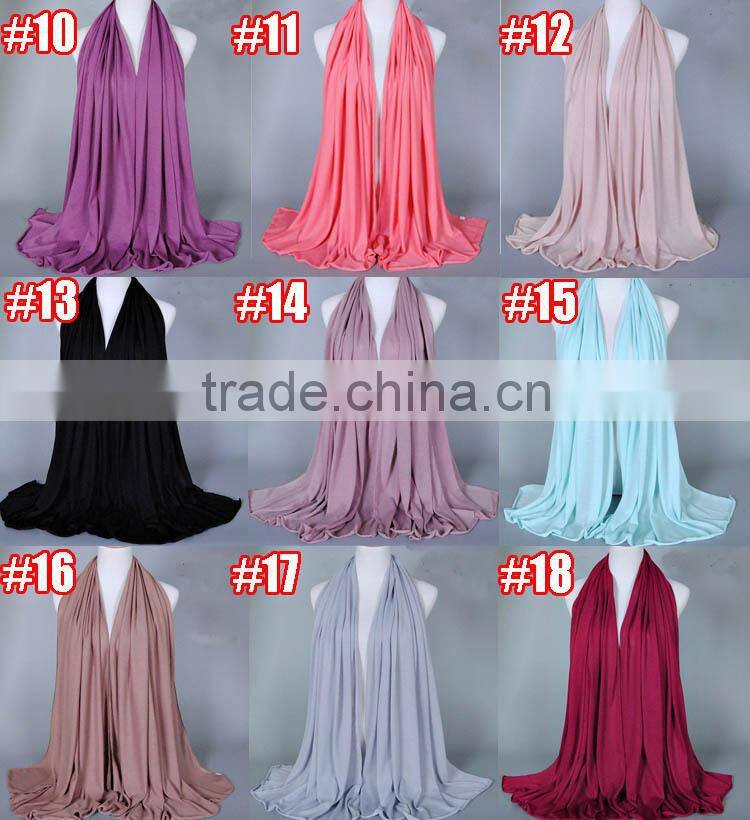 Wholesale Fashion Solid Color Plain Elastic Cotton Muslim Jersey Hijab