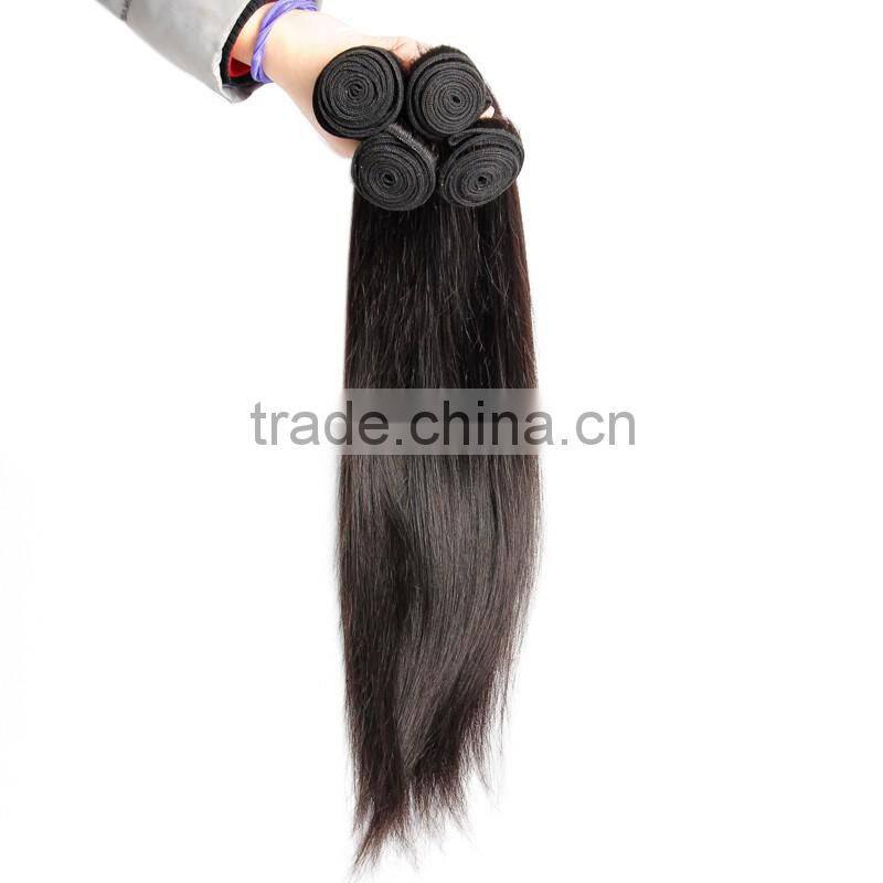 Factory Wholesale Unprocessed Brazilian Human Hair Extension, Remy Straight Natural Black Hair Weaving