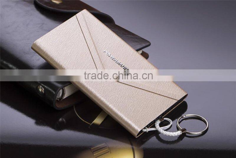 2016 new Ultra Thin Envelope Style Leather Power Bank