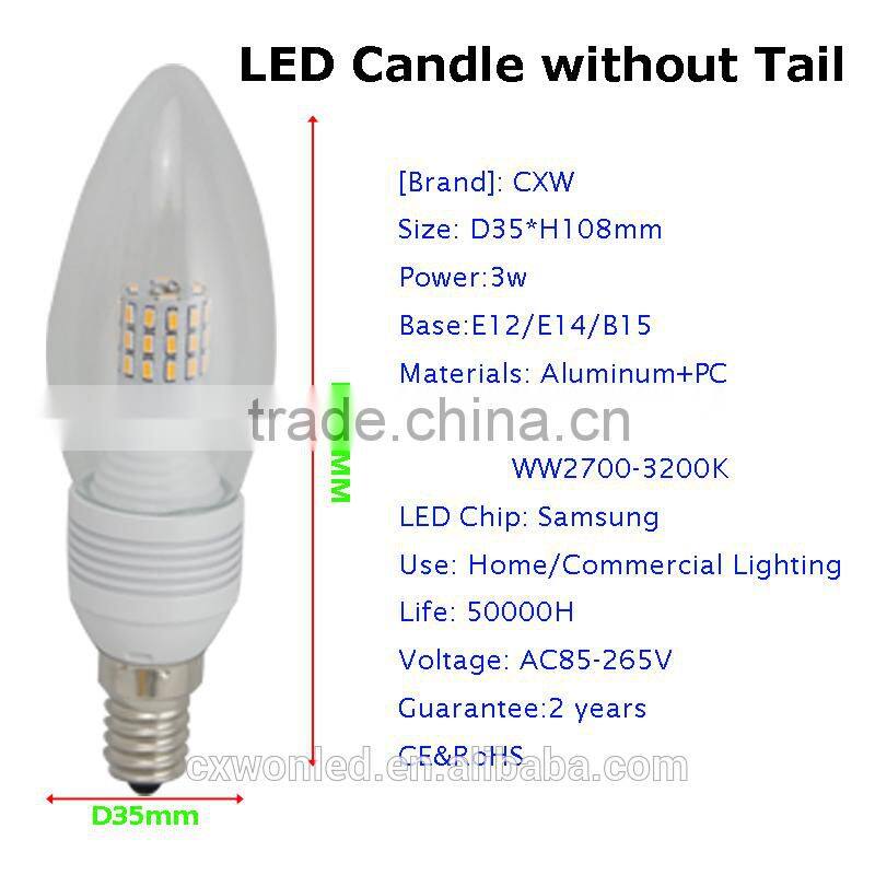 3W Led Candle Light, E14 Led Candle Light Bulb, 3W High Quality Led Candle Lightings