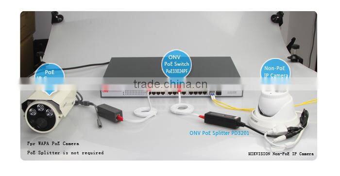 Rack mount 26 Port Gigabit PoE Switch with 24 PoE ports with Hikvision IP Camera Adapter ,