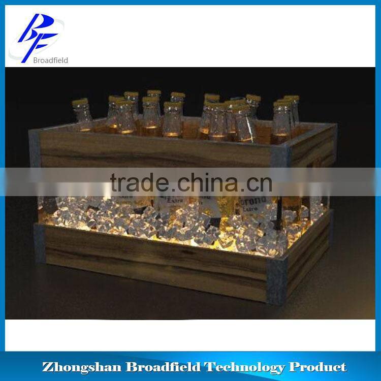 2015 wooden ice bucket ice bucket LED ice bucket logo printing