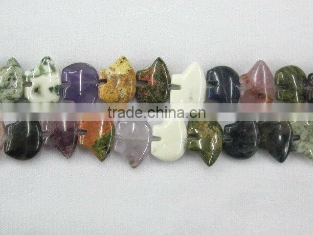 Offer 13 x18mm natural Red Grey Agate bear beads