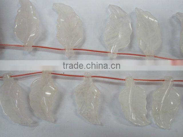 Chinese Rose Quartz carved leave