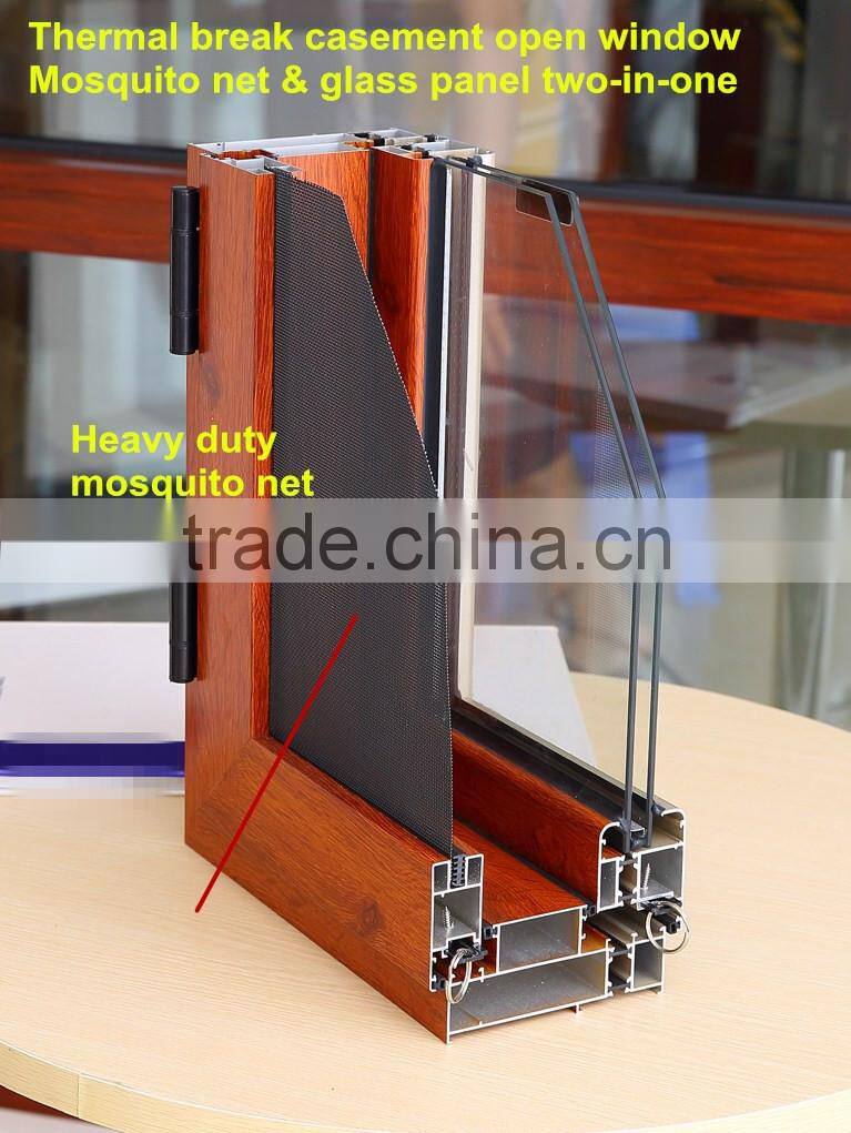 Latest window design for villa & house, glass panel & mosquito net two-in-one