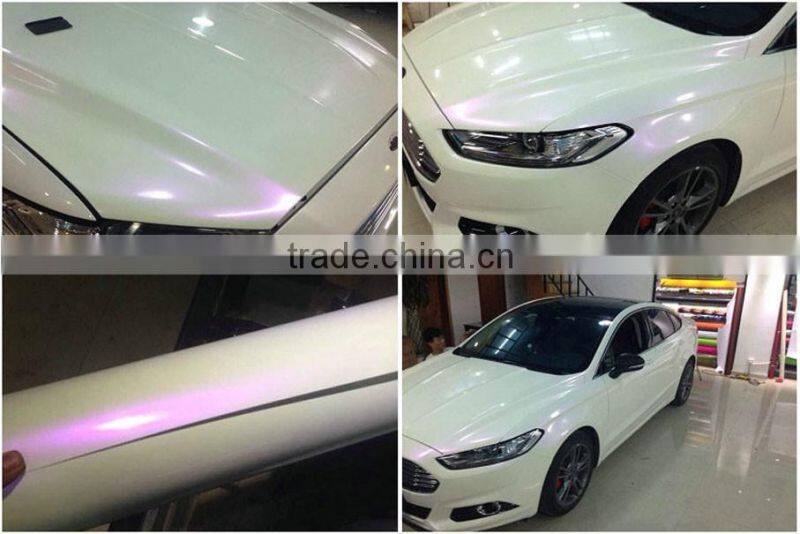 High quality chameleon pearl white car wrap film with air bubbles 1.52*20m each roll