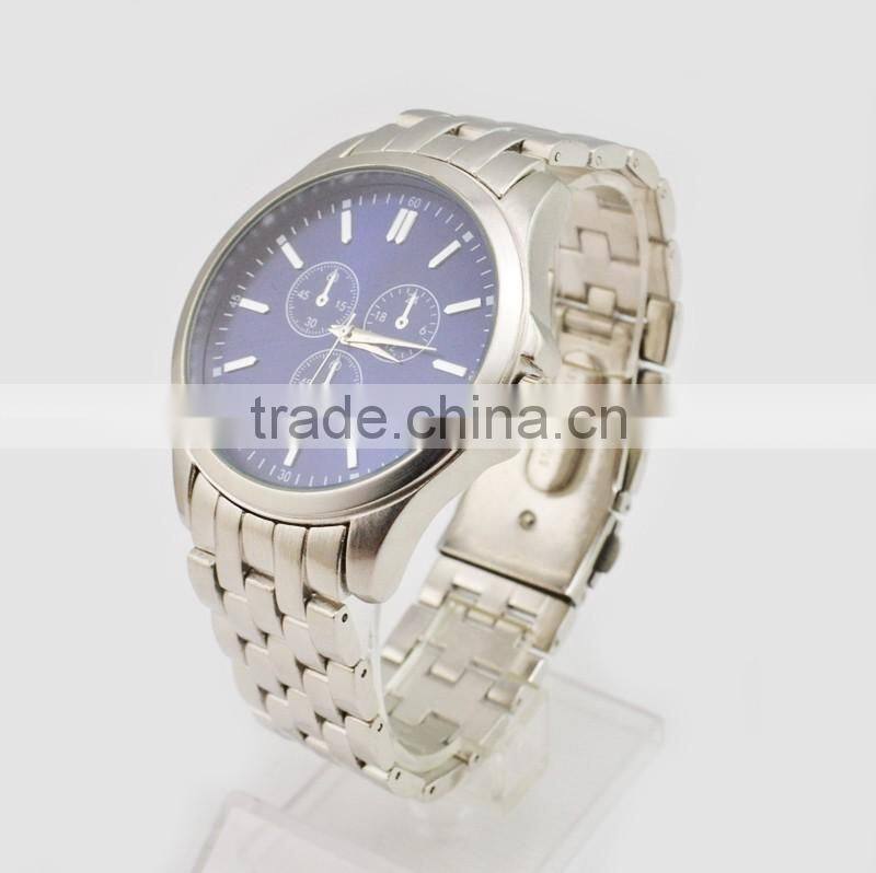 Classic mans business watch fake three eyes quratz waterproof watch